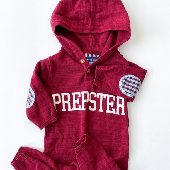 Andy and Evan One Piece Hooded Knit Bodysuit 3-6 Months - Picture 1 of 4